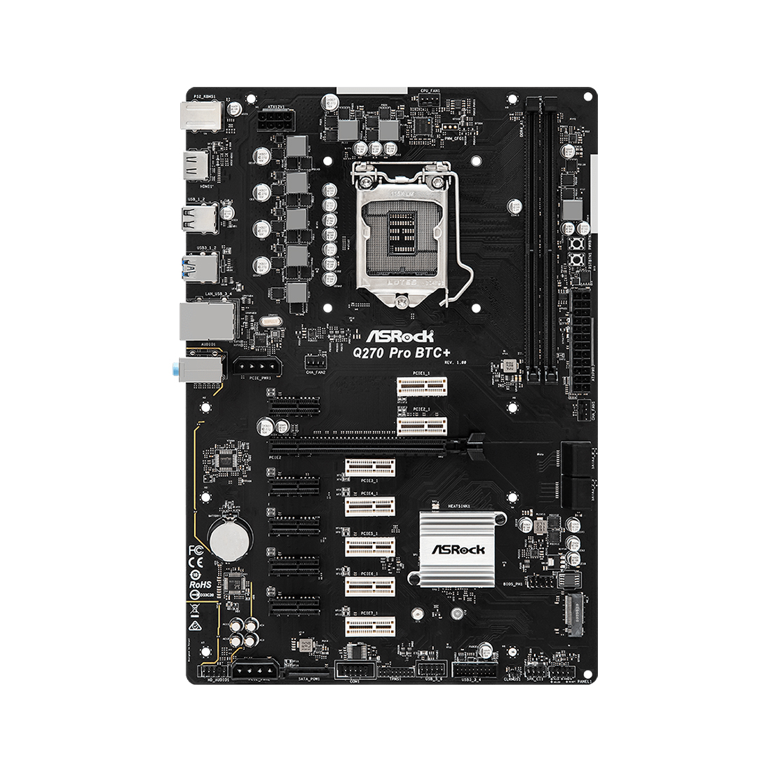 Материнская плата ASRock Q270 PRO BTC+ — фото, характеристики