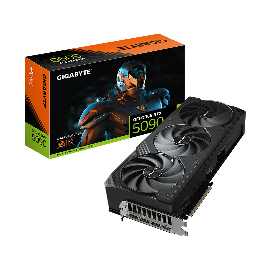 Видеокарта Gigabyte (GV-N5090WF3OC-32GD) RTX5090 WINDFORCE OC 32G — фото, характеристики