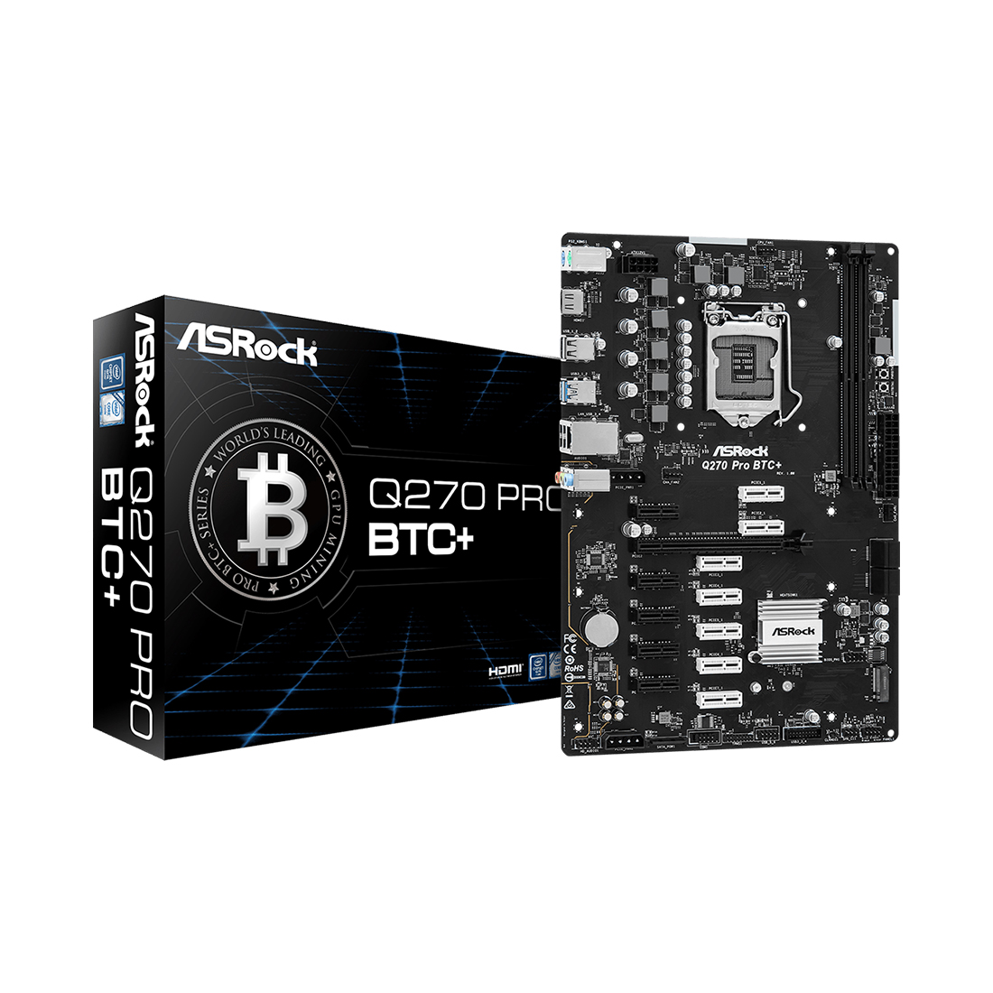 Материнская плата ASRock Q270 PRO BTC+ — фото, характеристики
