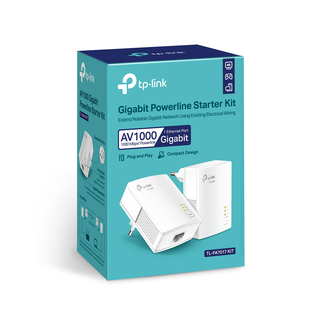 Комплект Powerline адаптеров TP-Link TL-PA7017 KIT — детальное фото