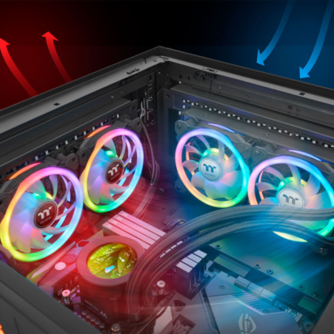 Кулер для компьютерного корпуса Thermaltake SWAFAN 14 RGB Radiator Fan TT Premium Edition (3-Fan Pac — фото, характеристики