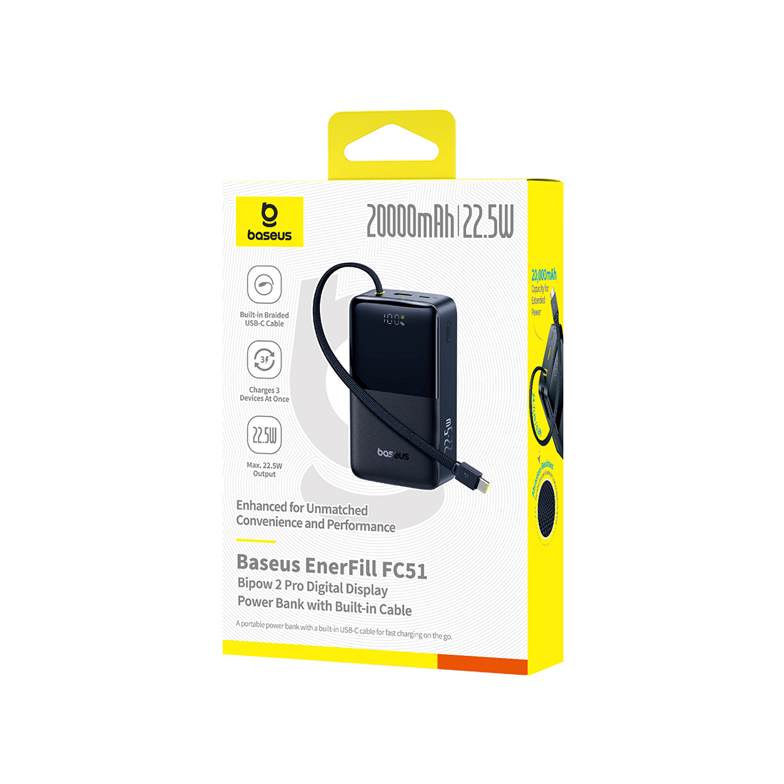 Портативный внешний аккумулятор Baseus EnerFill FC51 Bipow2 Pro 20000mAh 22.5W Black (E0027701)
