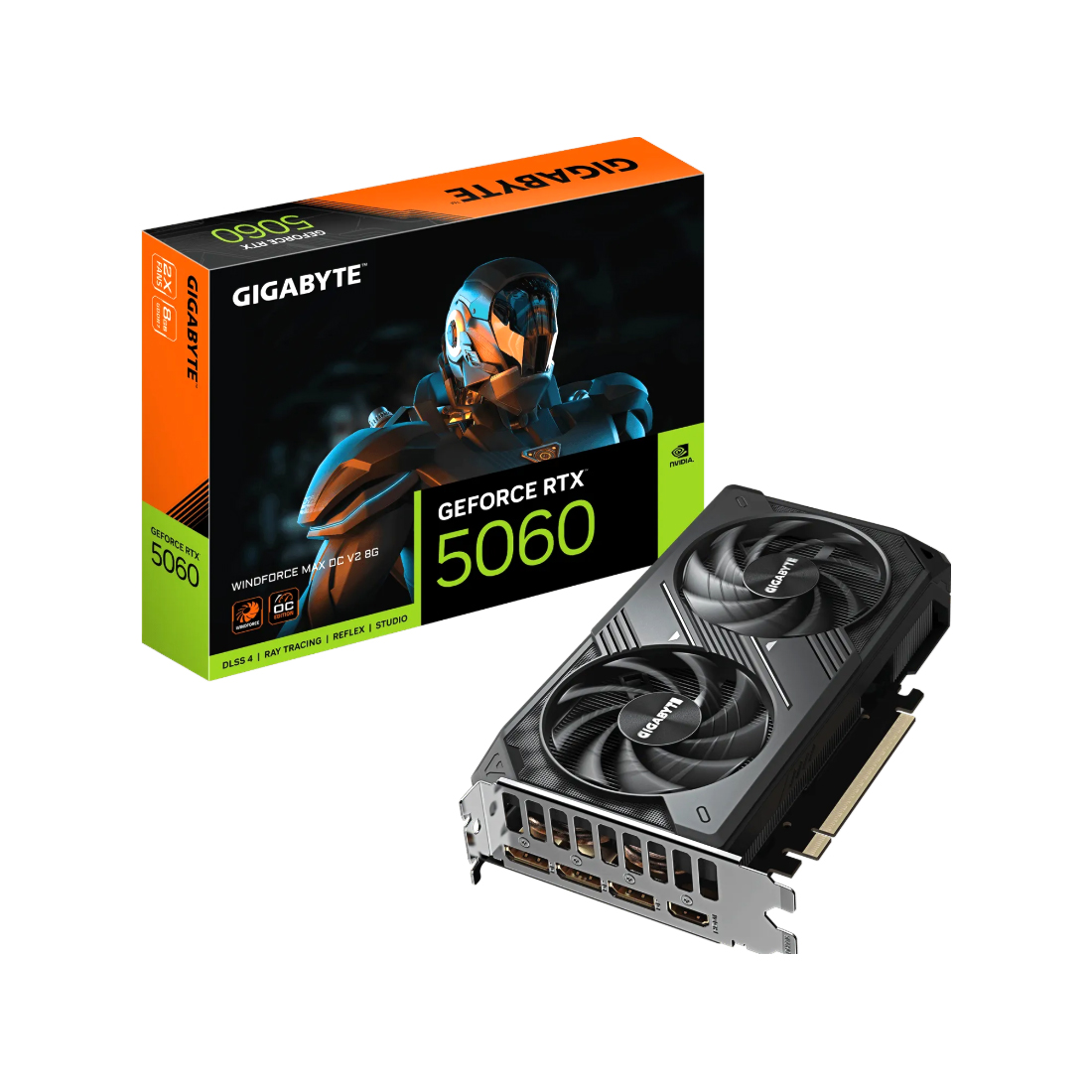 Видеокарта Gigabyte (GV-N5060WF2MAX OCV2-8GD) RTX5060 WINDFORCE MAX OC V2 8G — фото, характеристики