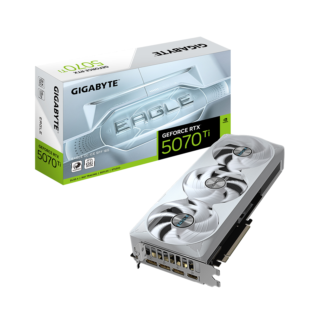 Видеокарта Gigabyte (GV-N507TEAGLEOC ICE-16GD) RTX5070Ti EAGLE OC ICE 16G — фото, характеристики