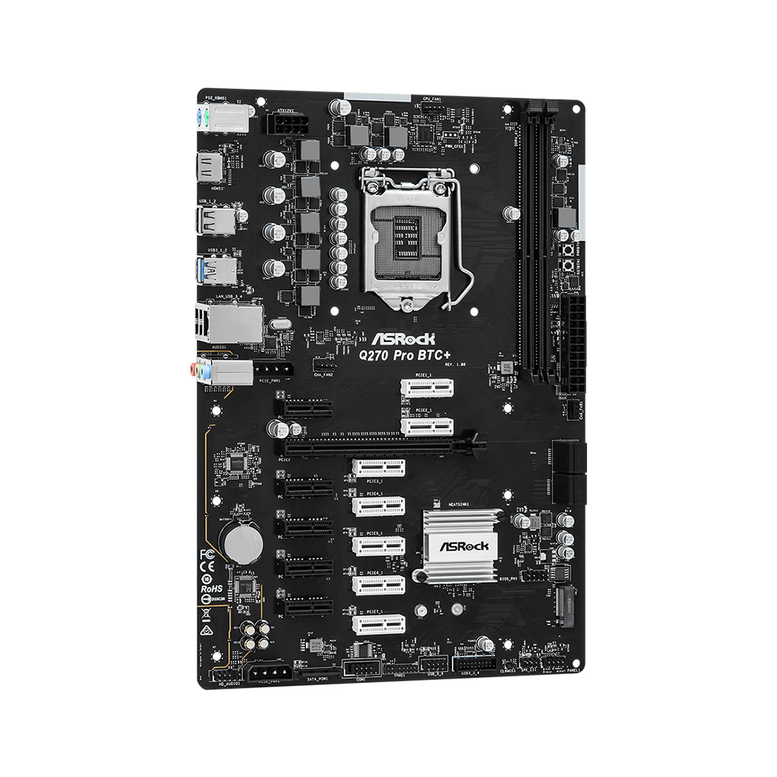 Материнская плата ASRock Q270 PRO BTC+ — фото, характеристики