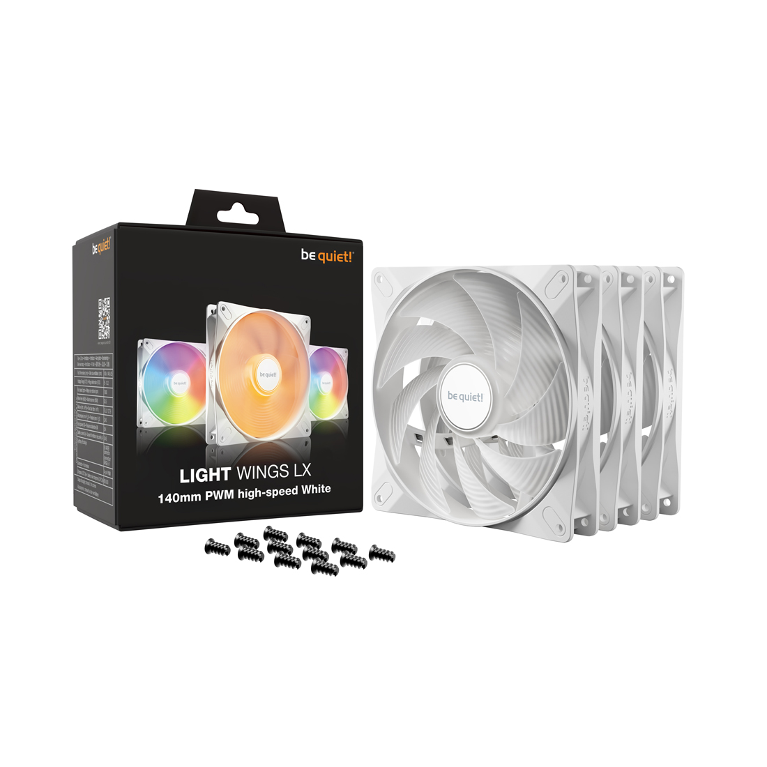 Вентилятор для компьютерного корпуса Bequiet! Light Wings LX 140mm PWM high-speed White Triple pack — фото, характеристики