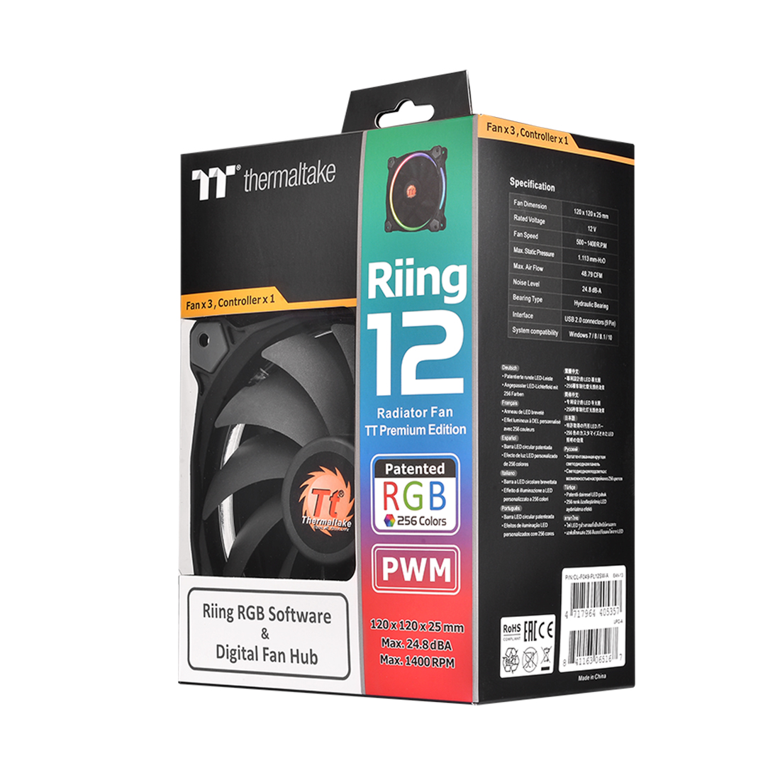 Кулер для компьютерного корпуса Thermaltake Riing Plus 12 RGB TT Premium Edition (3-Fan Pack) — фото, характеристики