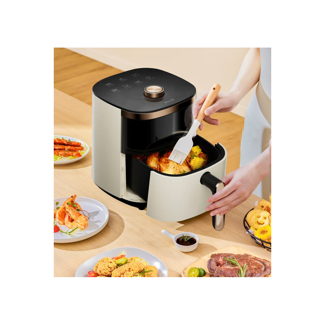 Аэрофритюрница Deerma Air Fryer DEM-KZ30W Черный/Золотой