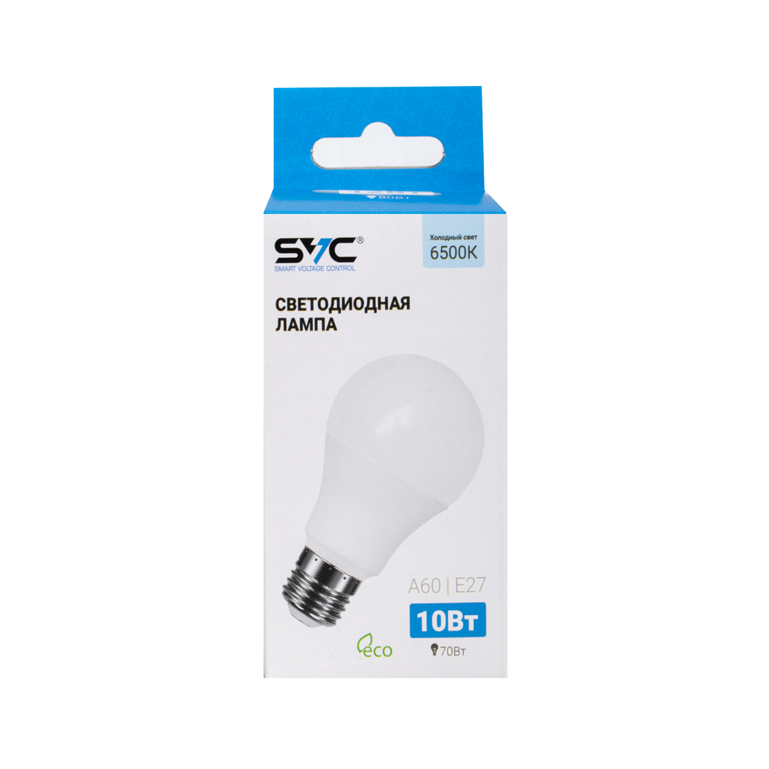 Лампа светодиодная SVC LED A60-10W-E27-6500K Холодный