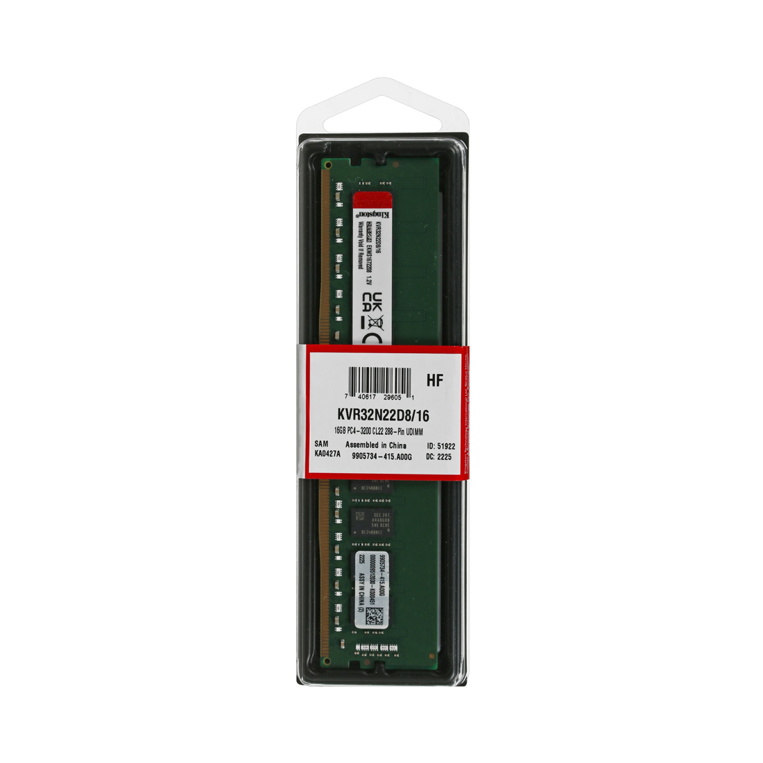 Модуль памяти Kingston KVR32N22D8/16WP DDR4 16GB 3200MHz — фото, характеристики