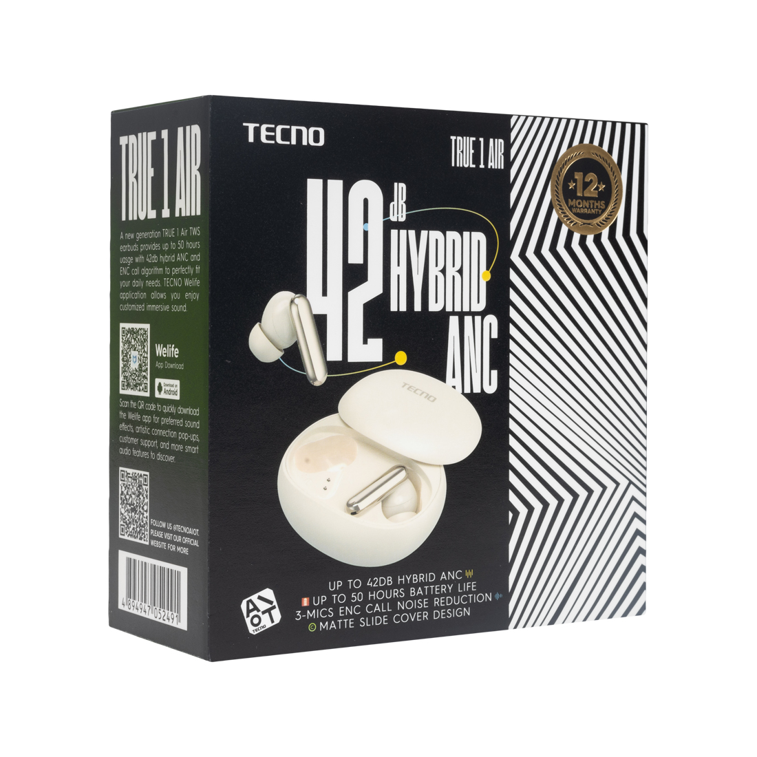 Наушники TECNO True 1 Air TU01 Air Creamy White