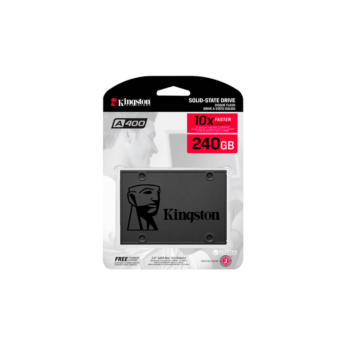 Твердотельный накопитель SSD Kingston SA400S37/240G SATA 7мм — фото, характеристики