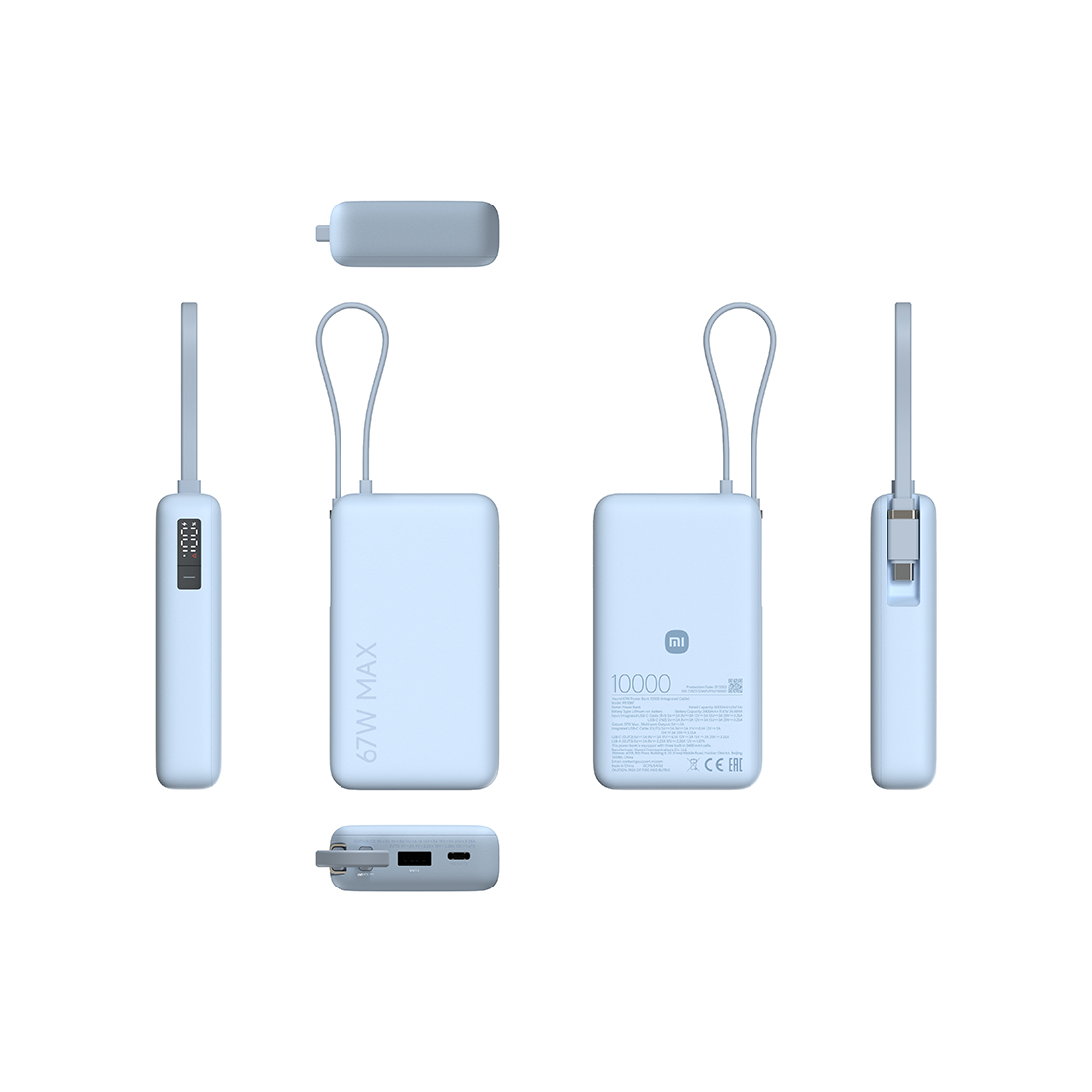 Портативный внешний аккумулятор Xiaomi 67W Power Bank 10000 (Integrated Cable) Ice Blue